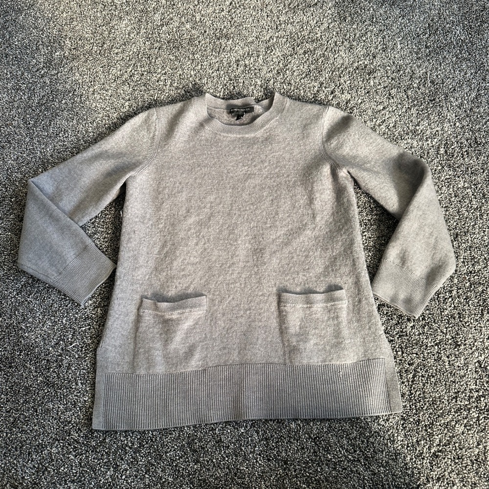 Banana Republic Sweater Womens Medium Gray Wool Blend‎ Tunic Pullover Knit